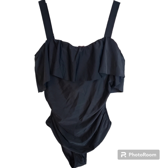 ONE PIECE SWIMSUIT WITH RUFFLE TOP AND CUTOUT BACK - Picture 1 of 5
